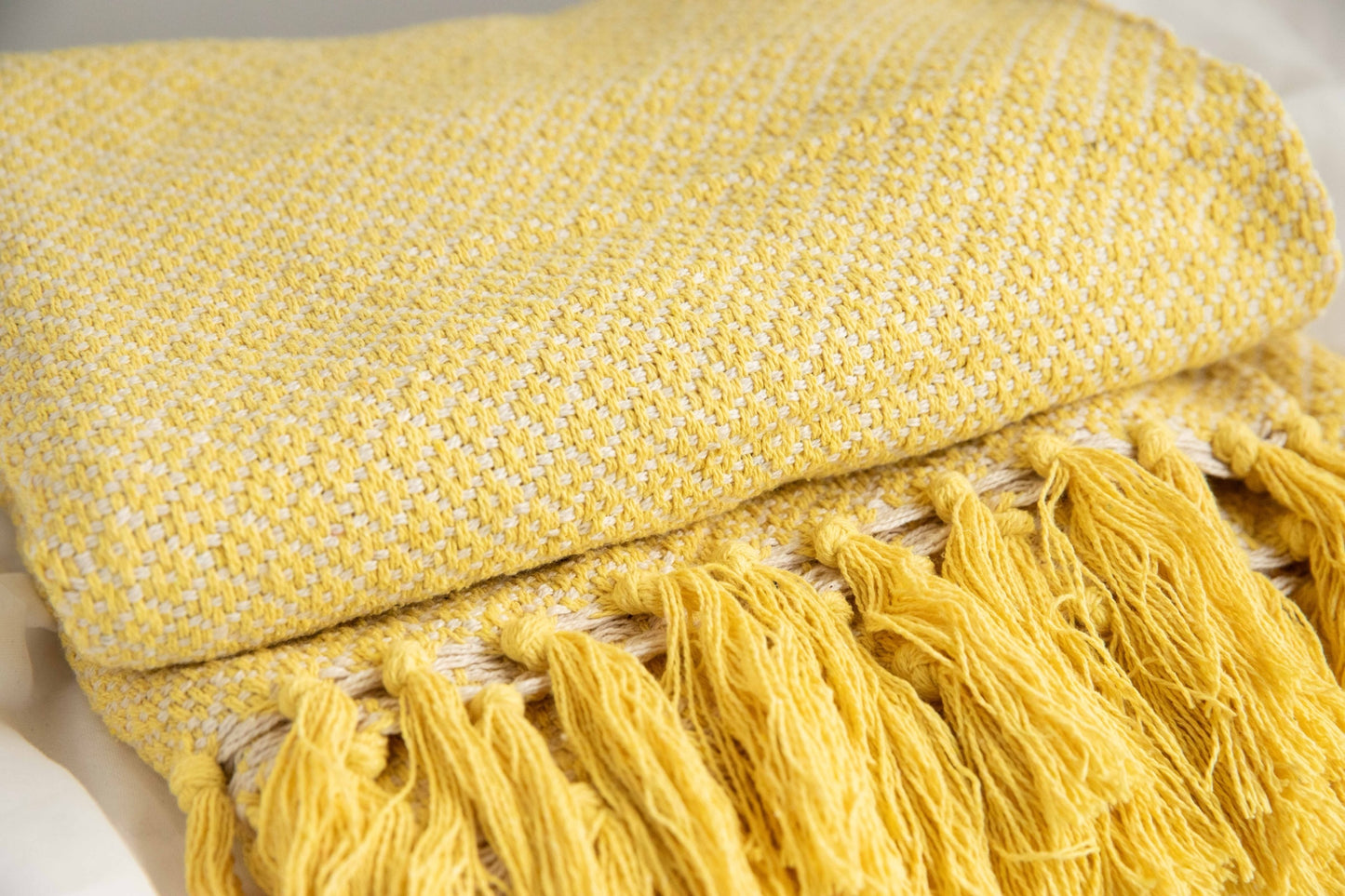 Yellow Rosalie Recycled Cotton Throw - By Namaste