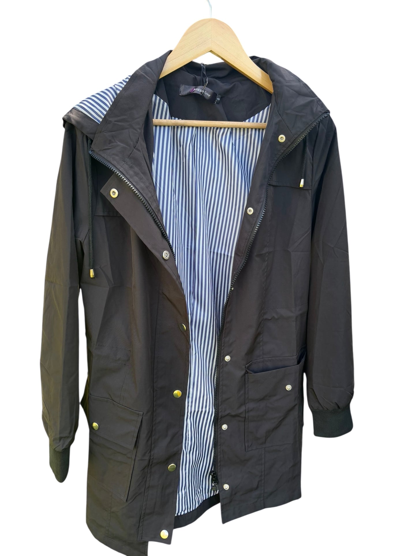 Lightweight Hooded Raincoat in Black - By Bloggerlove