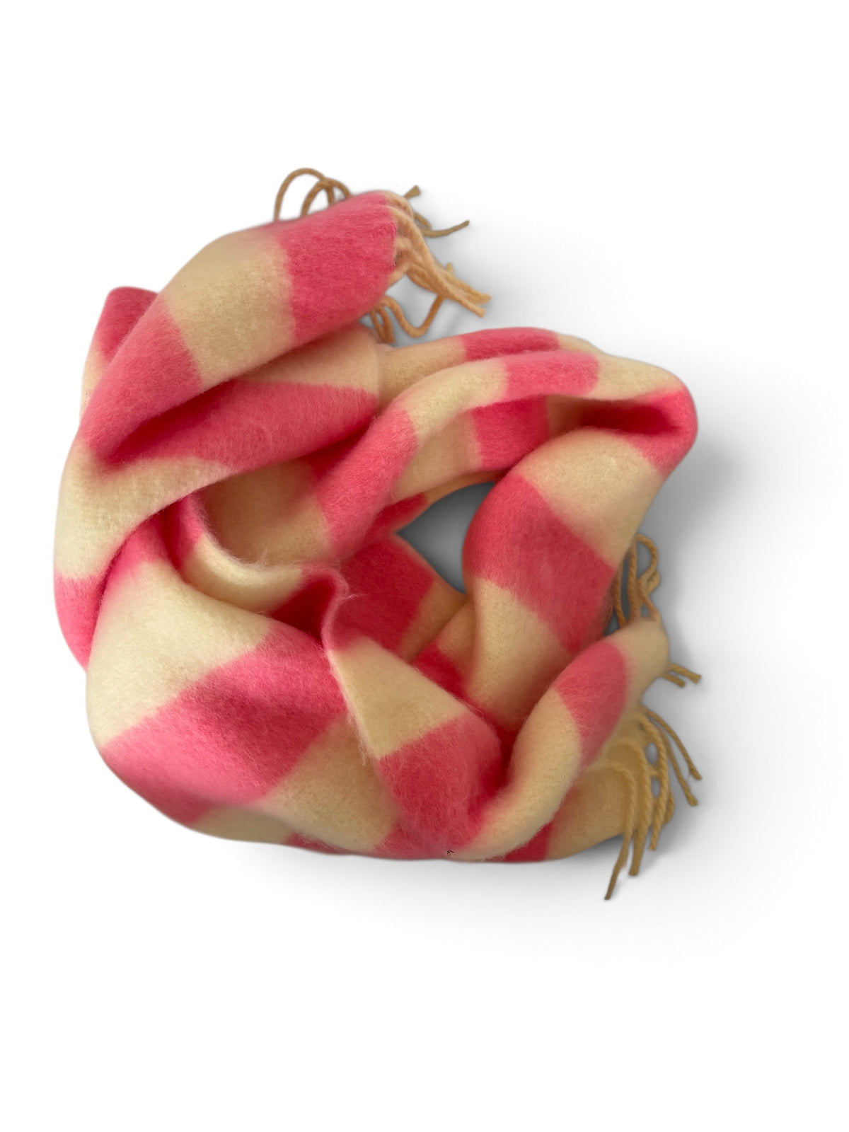 Striped Chunky Scarf - Pink & Cream