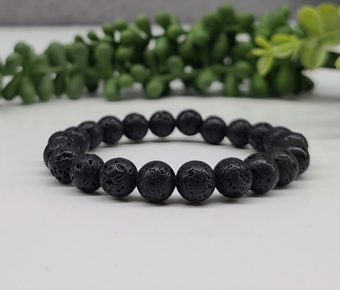 Black Lava Stretchable Bracelet 8mm