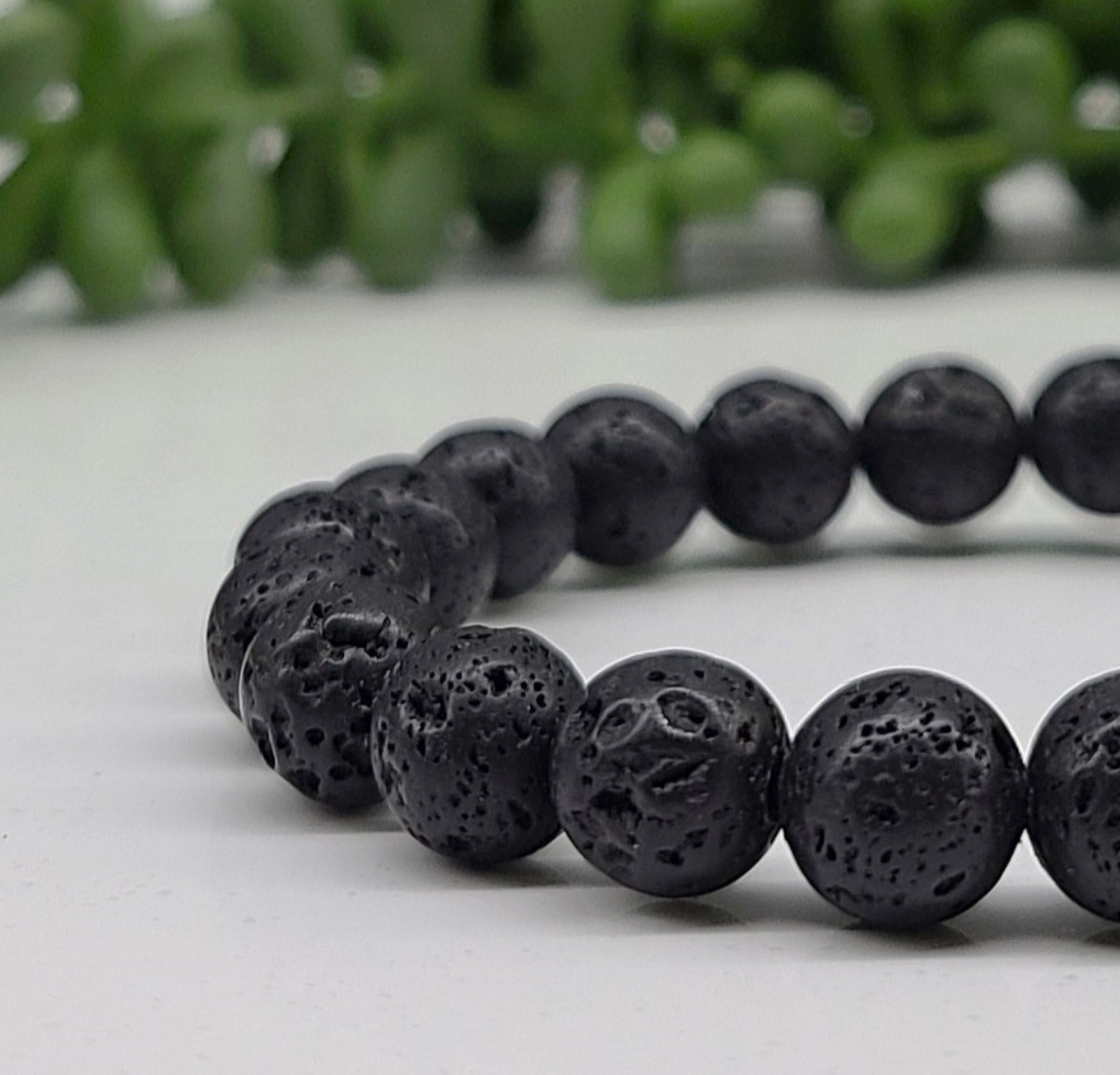 Black Lava Stretchable Bracelet 8mm