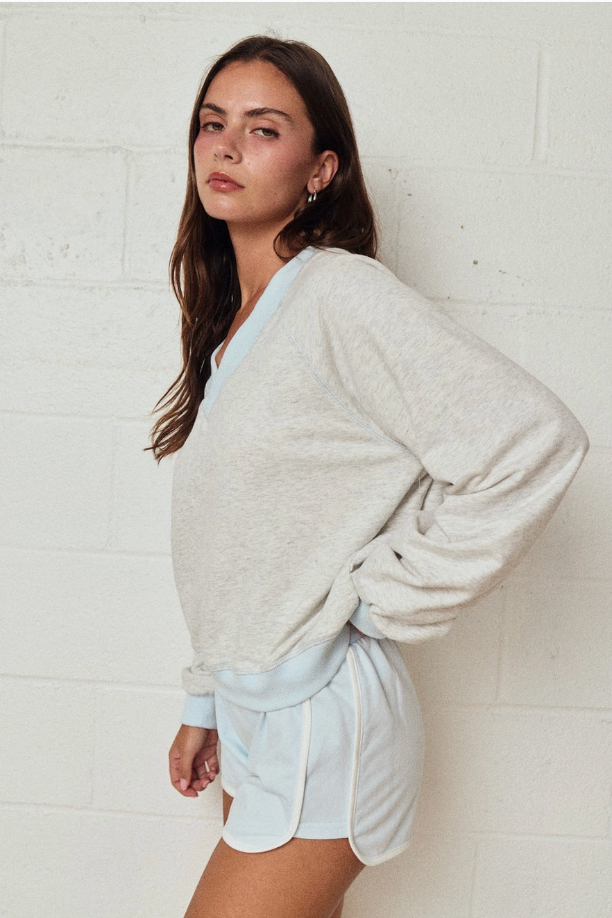 Soft Knit Gray Shirt V-Neck