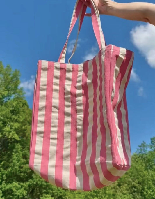 Striped Tote Bag  - Original PINK