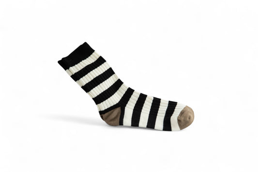 Striped Mid-calf Sock - Black & White