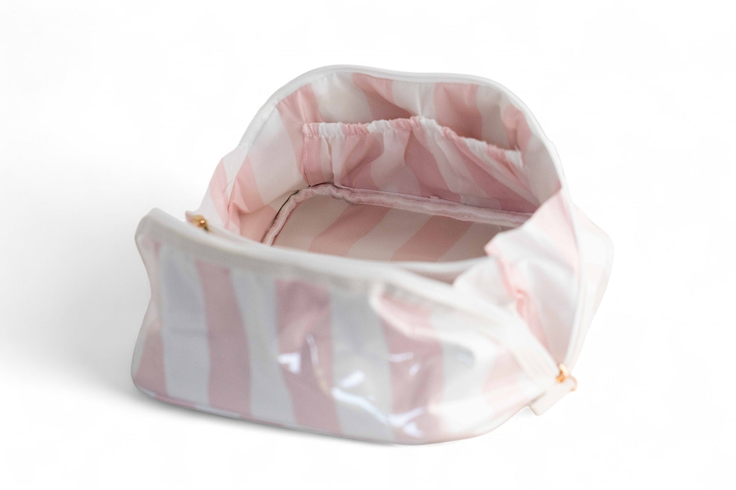 "Gloss & Go" Colorful Stripe Wipeable Cosmetic Bag  - By Pip & Co.