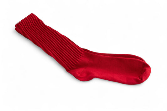 Cotton Chunky Knit Mid-calf Socks - Red