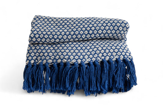 Blue Rosalie Recycled Cotton Throw - By Namaste
