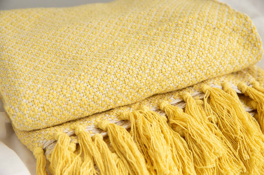 Yellow Rosalie Recycled Cotton Throw -  By Namaste