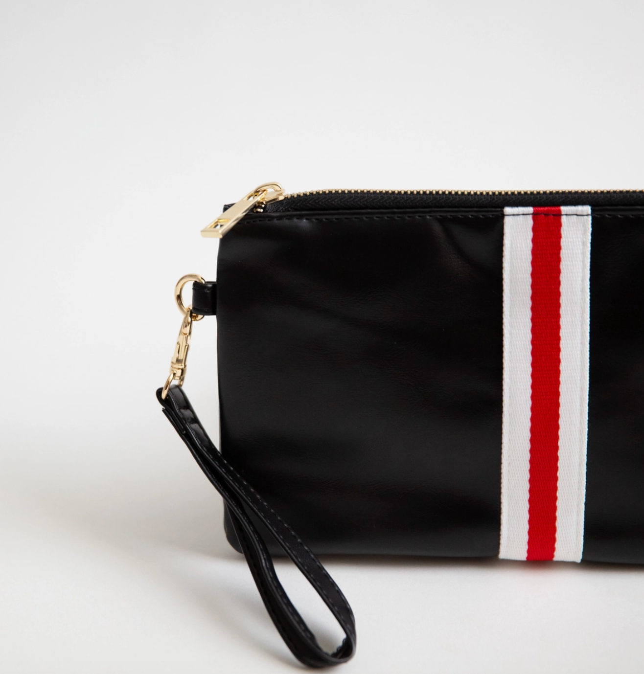 Stripe Zipper Clutch - Red/White