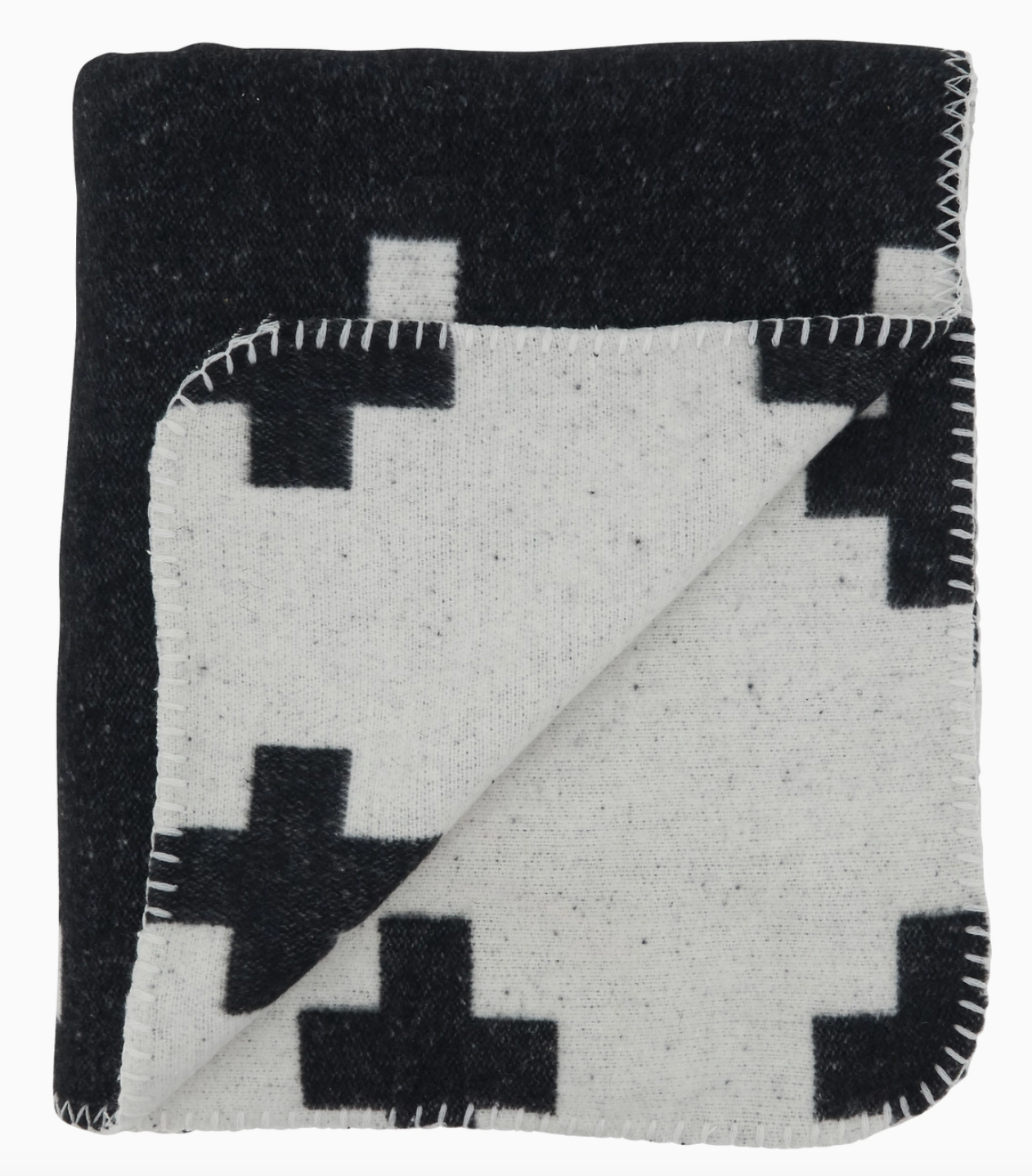 Black & White Reversable Plus Sign Throw - By Saro Lifestyle