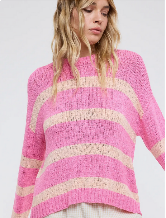 Lightweight Striped Sweater in Pink - By: Wishlist