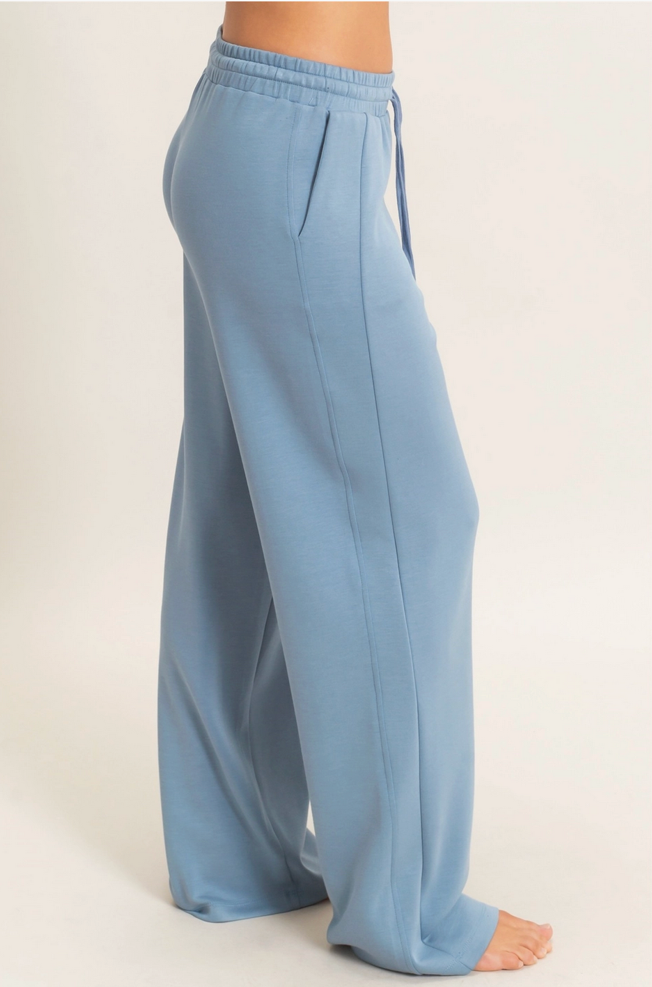 Elastic Pants Straight Leg - Dusty Blue By: Double Zero