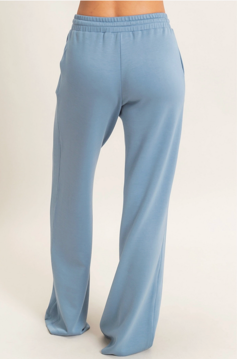 Elastic Pants Straight Leg - Dusty Blue By: Double Zero