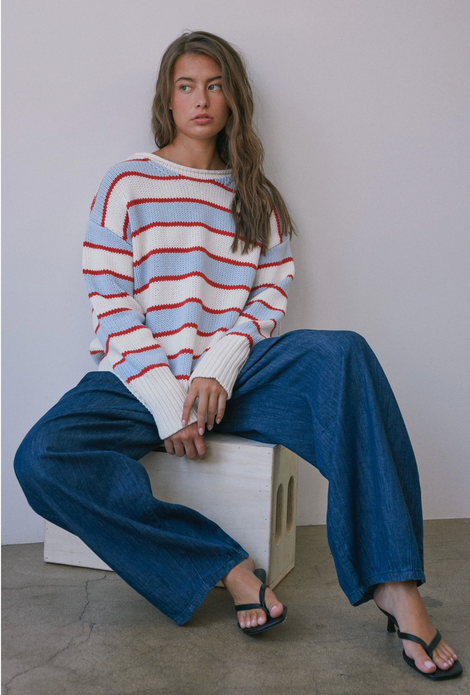 Frankie Striped Rollneck Sweater By: Creamon