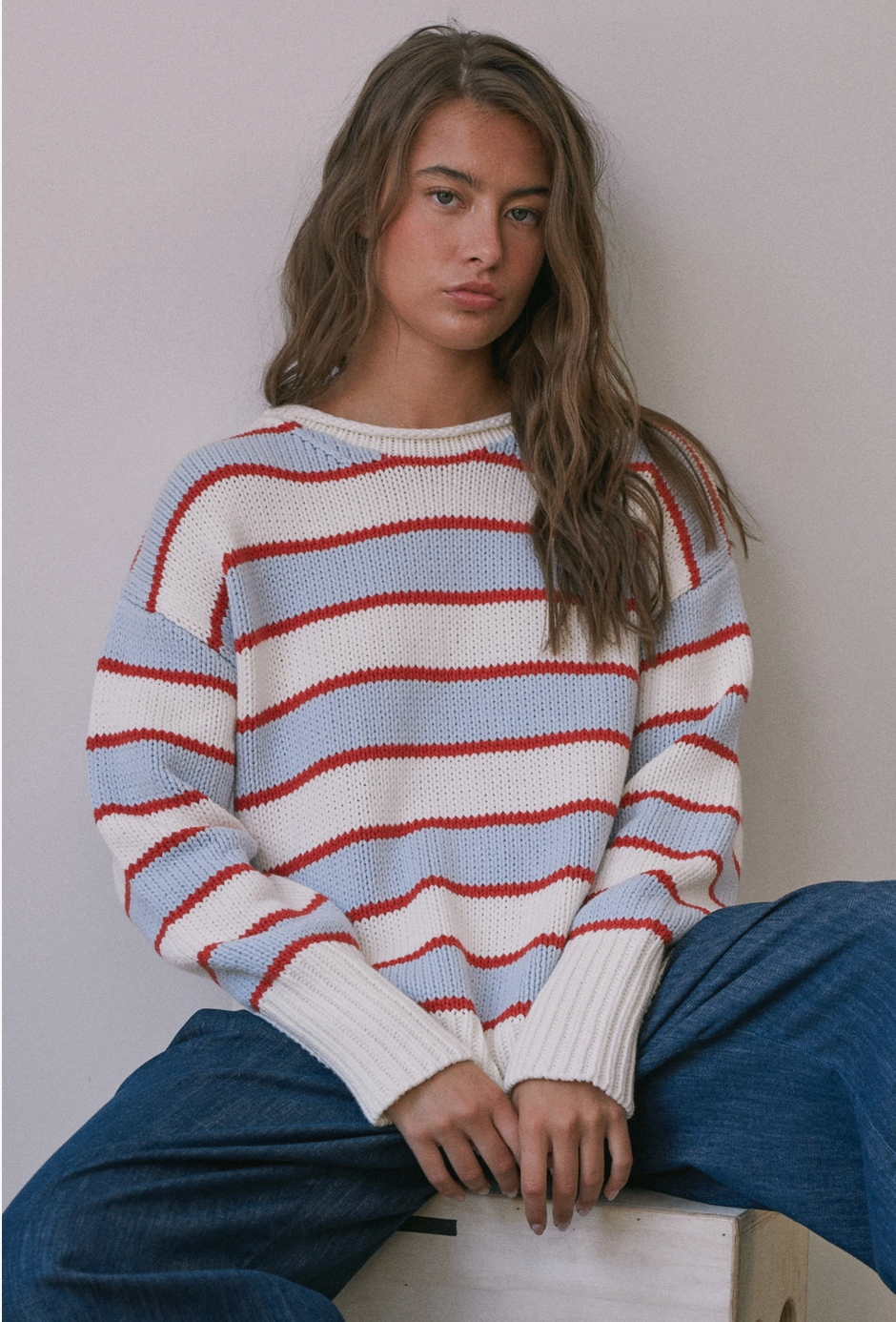 Frankie Striped Rollneck Sweater By: Creamon