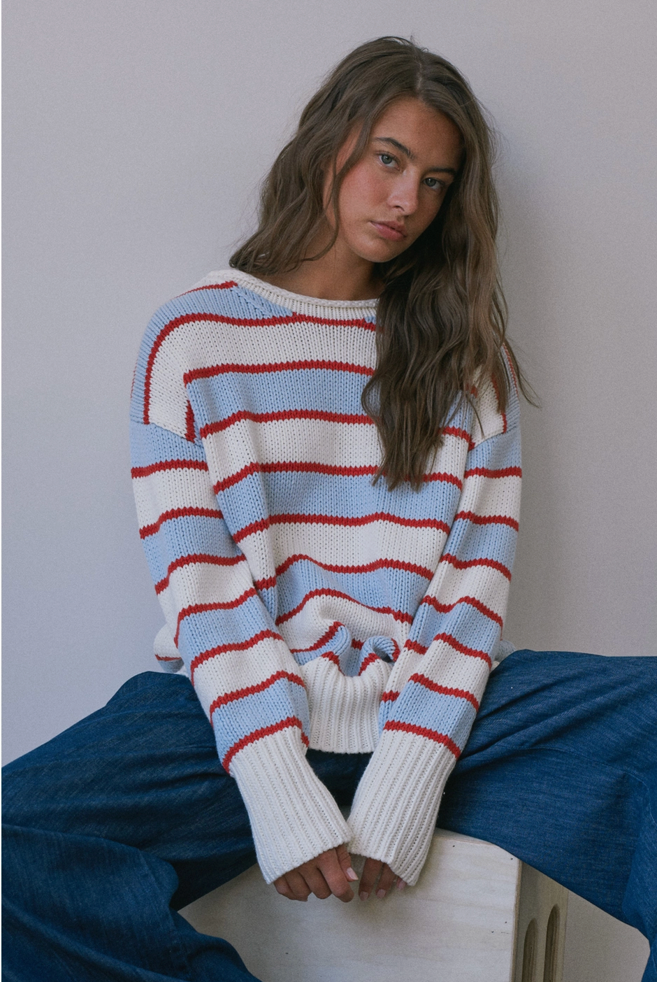 Frankie Striped Rollneck Sweater By: Creamon