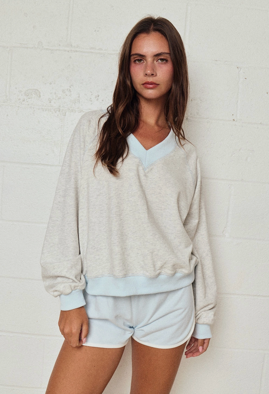 Soft Knit Gray Shirt V-Neck