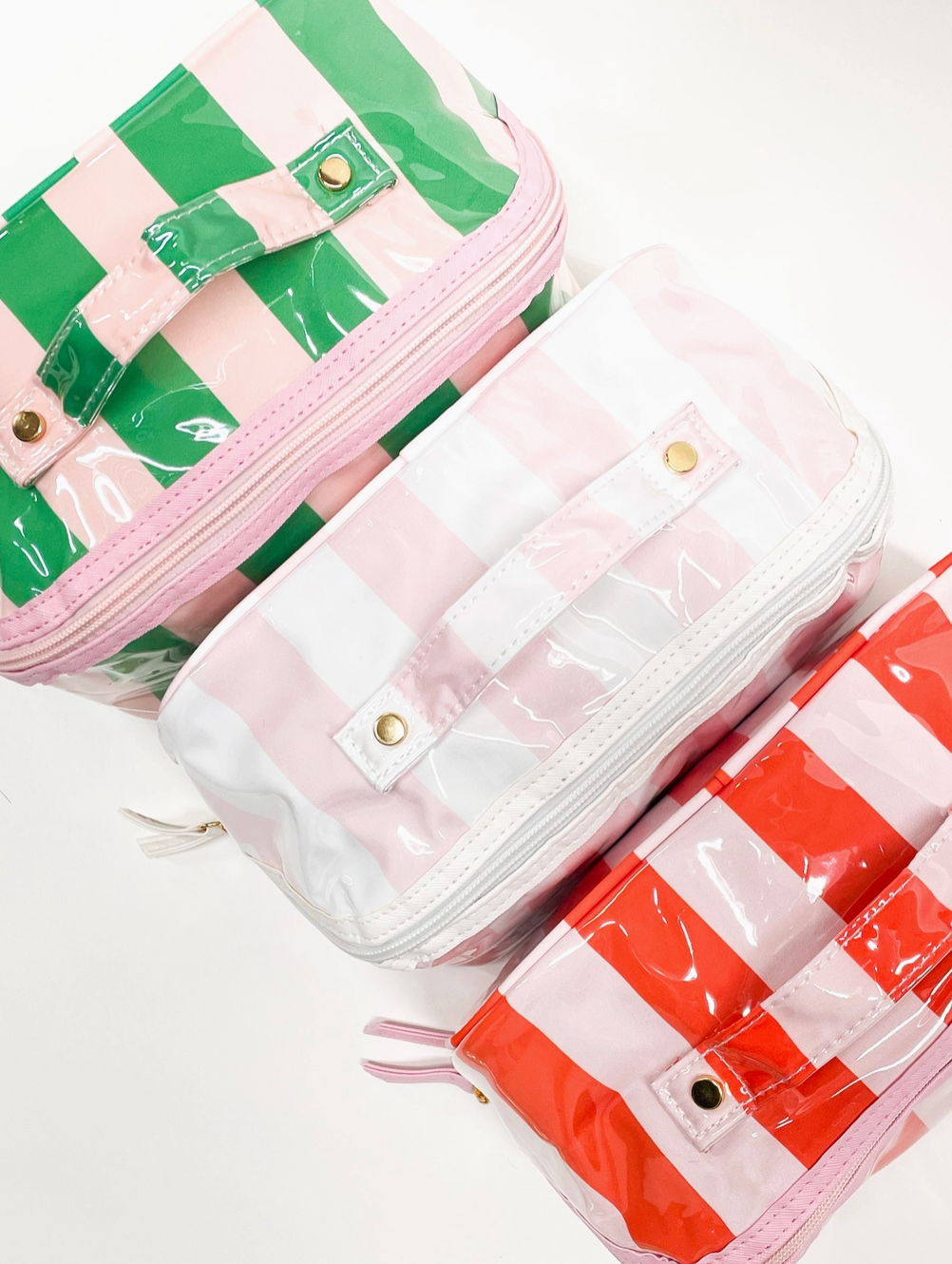 "Gloss & Go" Colorful Stripe Wipeable Cosmetic Bag  - By Pip & Co.